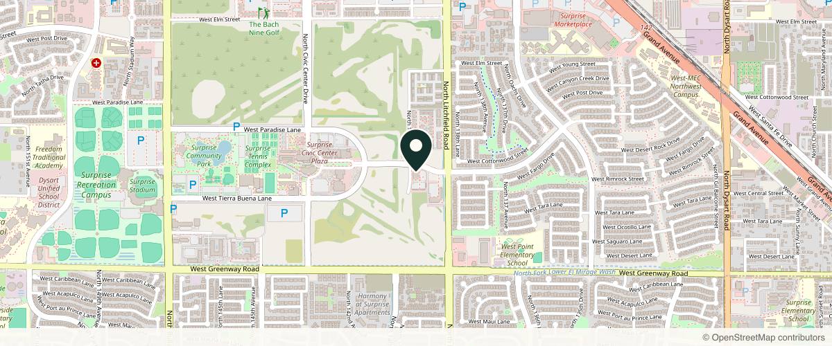 Map showing Affiliated Dermatology Surprise in Surprise, Arizona