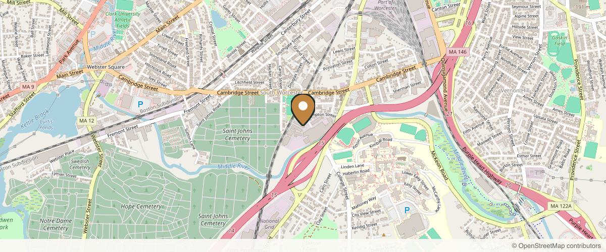 Map showing Ageless Medical Aesthetics in Worcester, Massachusetts