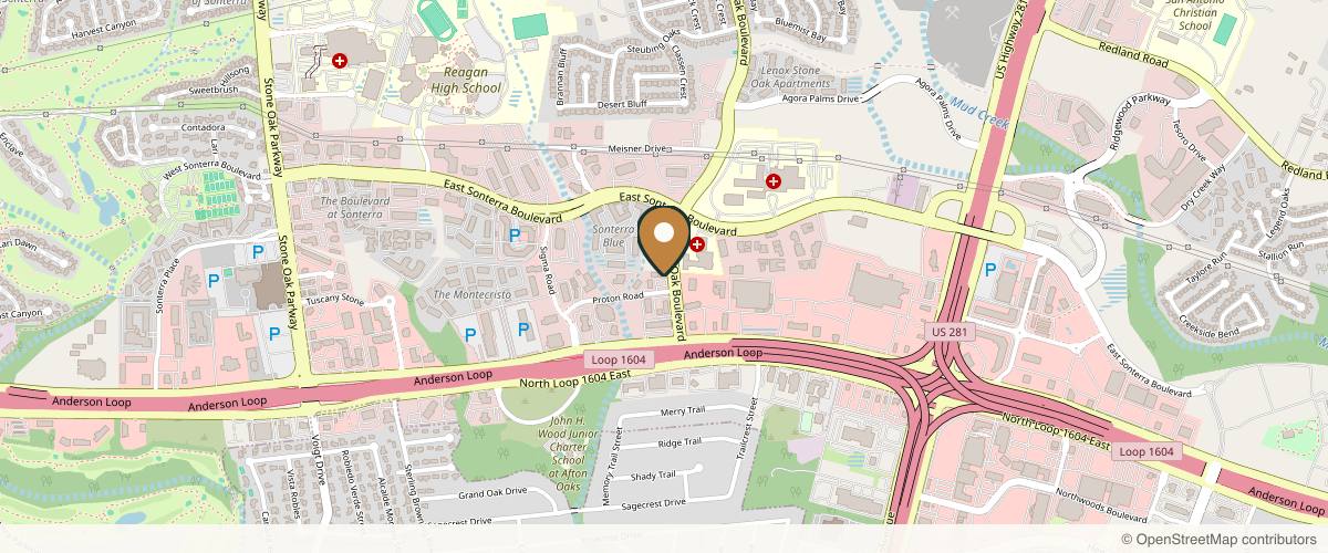 Map showing Alamo Plastic Surgery - Dr. William Albright, MD in San Antonio, Texas