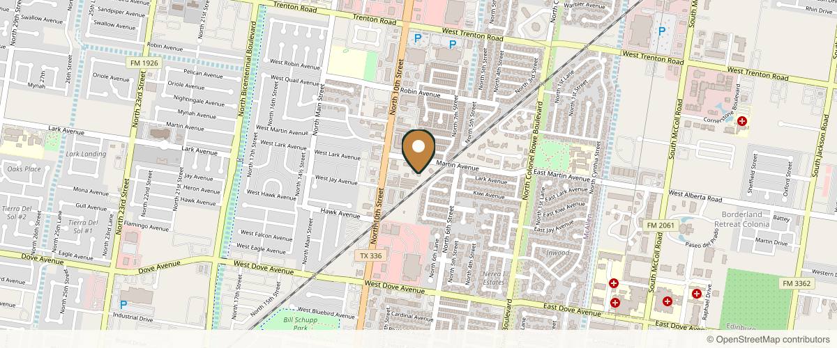 Map showing Alexander Chase Castillo in McAllen, Texas
