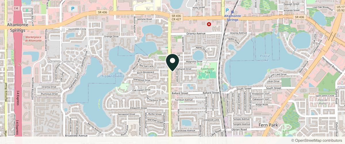 Map showing Altamonte Dermatology in Orlando, Florida