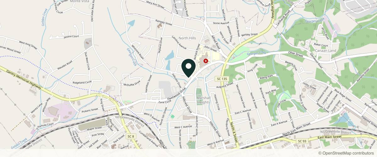 Map showing Anderson Dermatology & Skin in Greenville, South Carolina