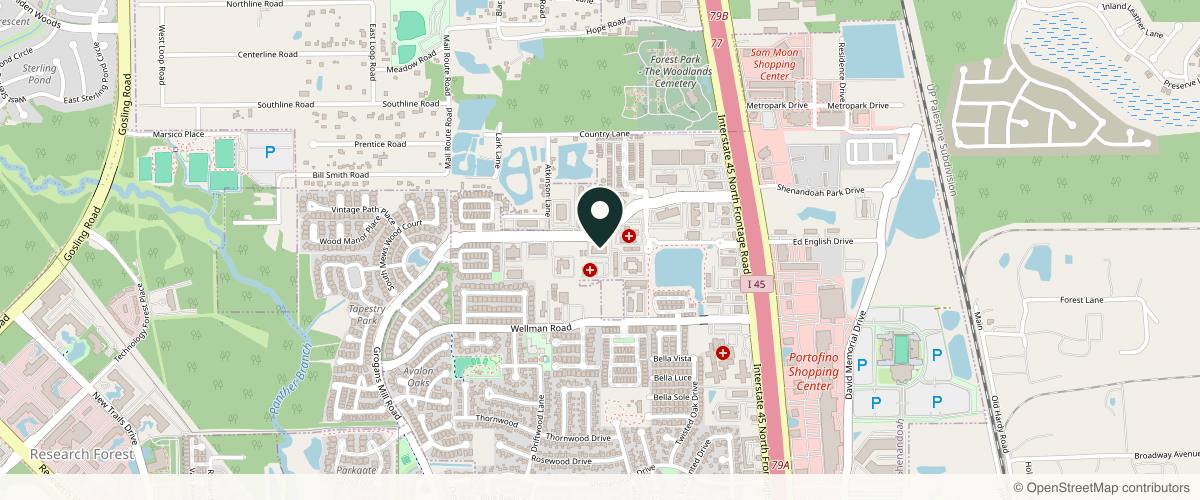 Map showing Anita Gill, MD in The Woodlands, Texas