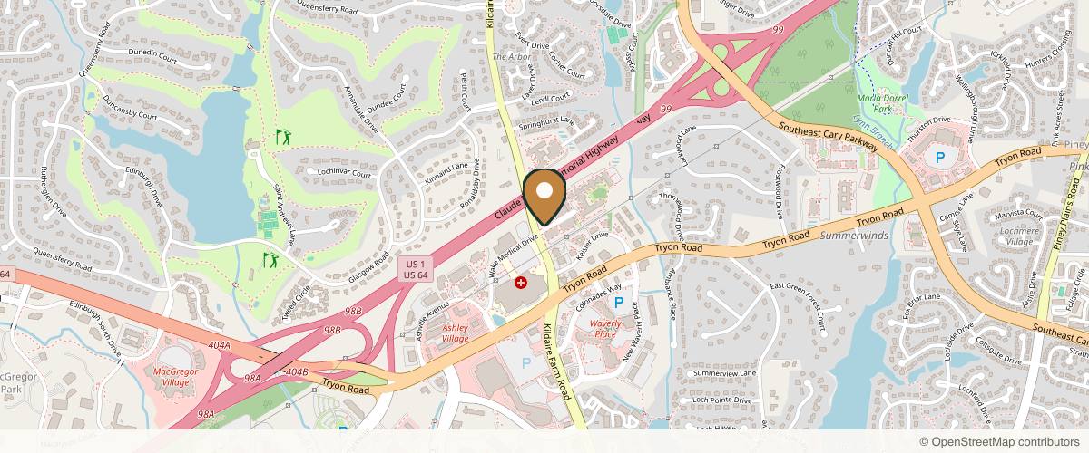 Map showing Antony Institute for Aesthetics and Plastic Surgery in Cary, North Carolina
