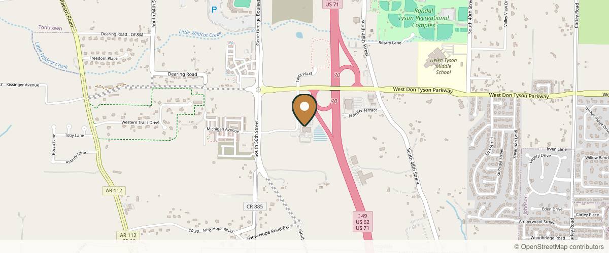 Map showing ARBRA Plastic Surgery in Fayetteville, Arkansas