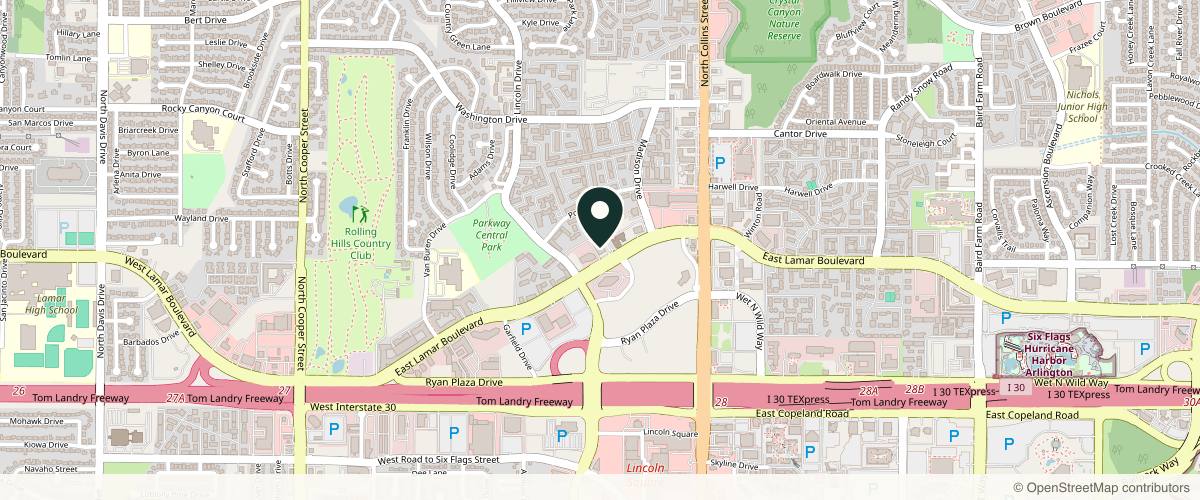 Map showing Arlington Center for Dermatology in Arlington, Texas