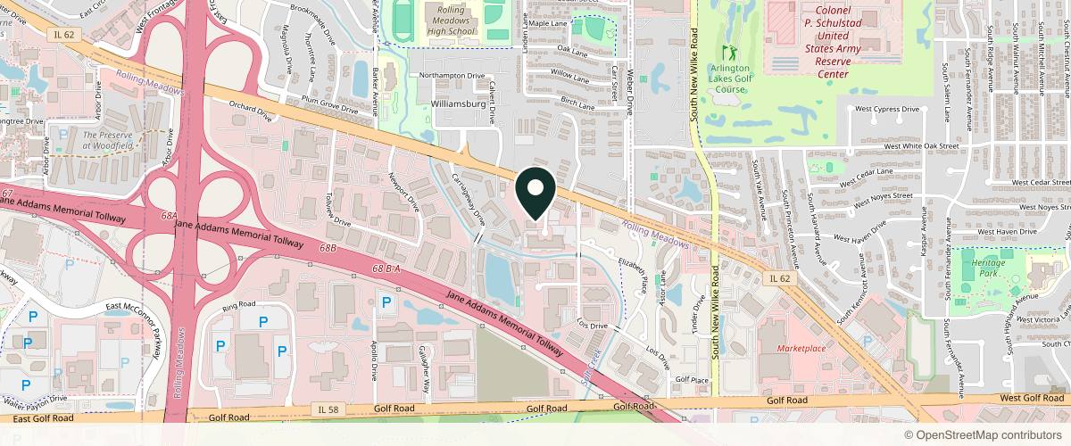 Map showing Arlington Dermatology, Michael Bukhalo MD in Schaumburg, Illinois
