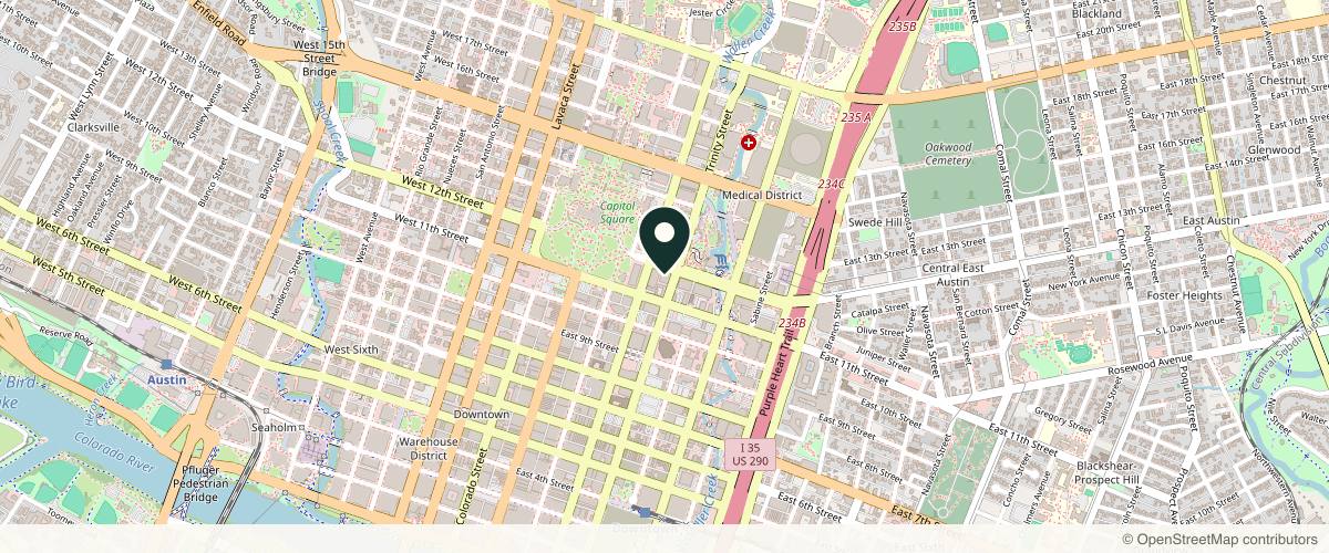 Map showing Ascension Medical Group Seton Dermatology - Trinity in Austin, Texas