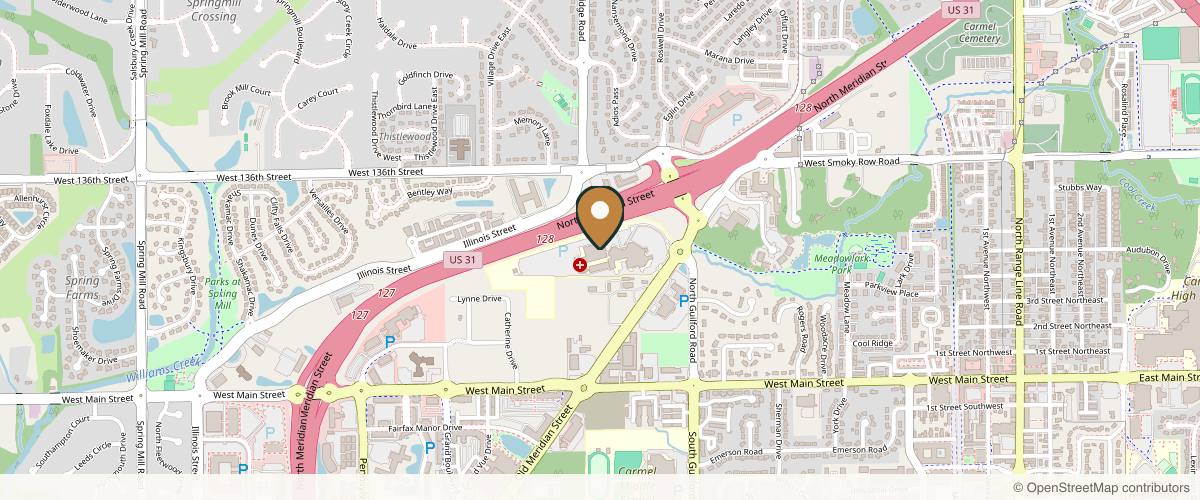 Map showing Ascension Medical Group St. Vincent - Carmel Plastic and Reconstructive Care in Carmel, Indiana