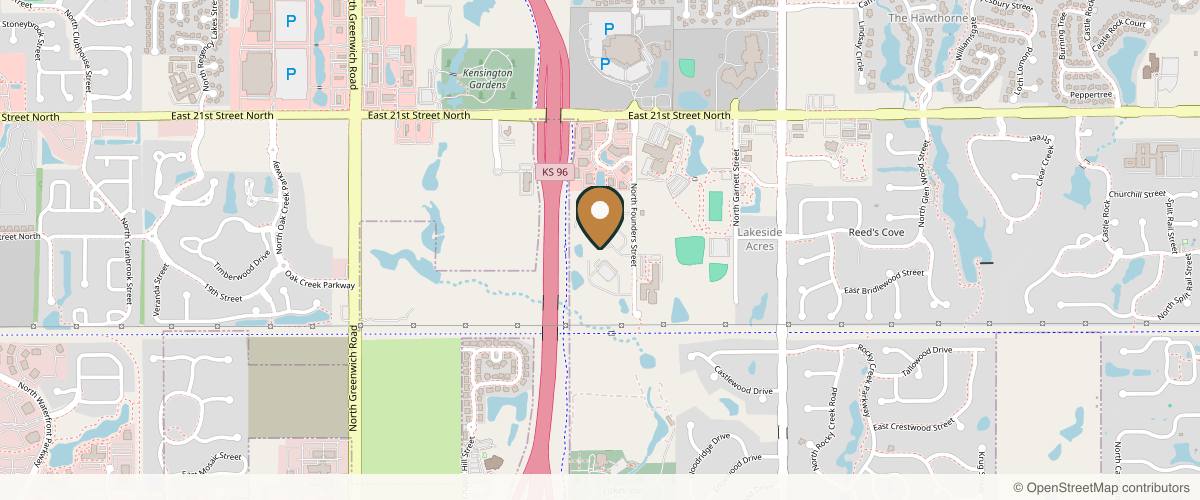 Map showing Ascension Medical Group Via Christi on Founders' Circle in Wichita, Kansas