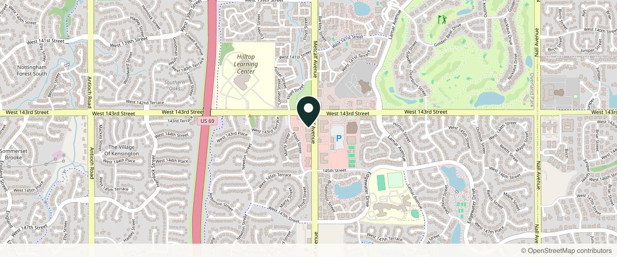 Map showing Ascentist Plastic Surgery in Overland Park, Kansas