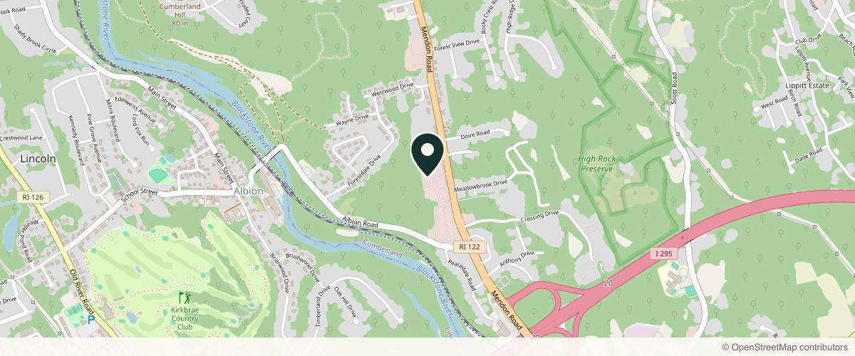 Map showing Aspire Dermatology - Cumberland Medical Center in Providence, Rhode Island