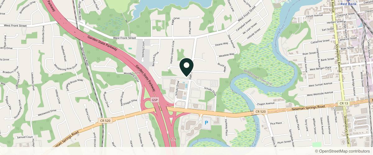 Map showing Associated Dermatologists Trusky Diana MD in Red Bank, New Jersey