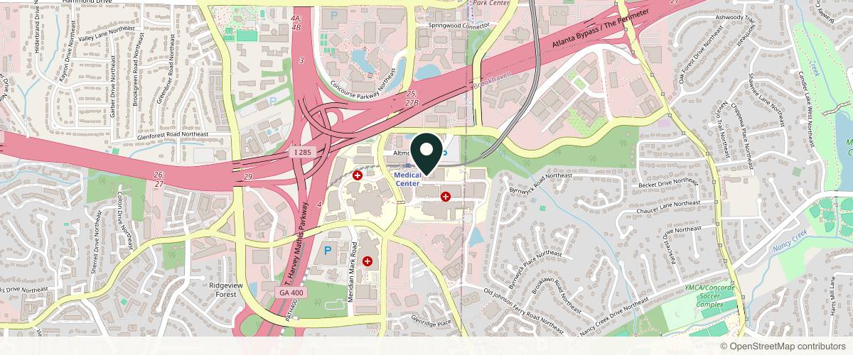 Map showing Atlanta Center For Dermatologic Diseases in Atlanta, Georgia