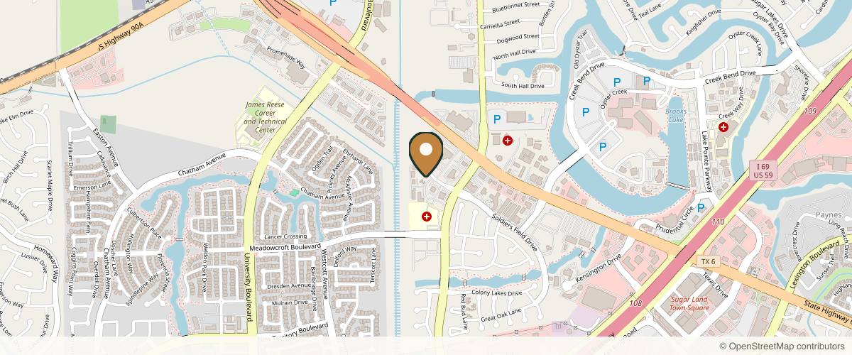 Map showing Avante Plastic Surgery in Sugar Land, Texas