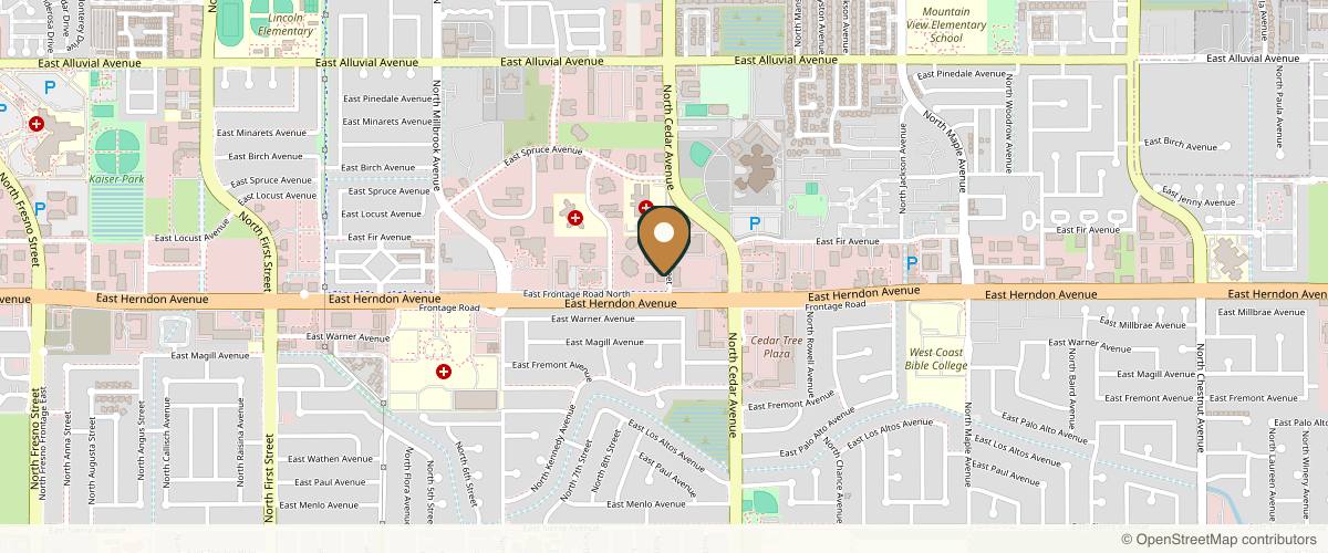Map showing Awaken Aesthetics & Anti-Aging by Paul White, MD in Fresno, California