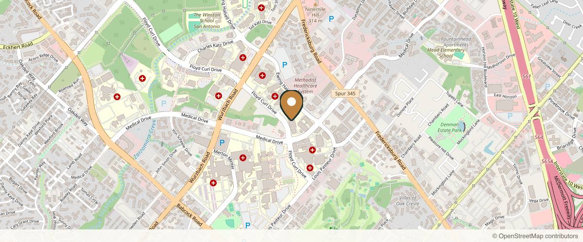 Map showing Ayala Plastic Surgery - John Ayala, MD in San Antonio, Texas