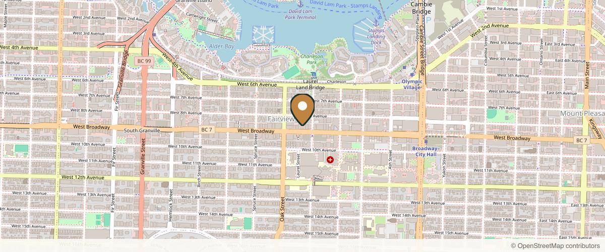 Map showing Azin Yazdani Aesthetics in Vancouver, British Columbia