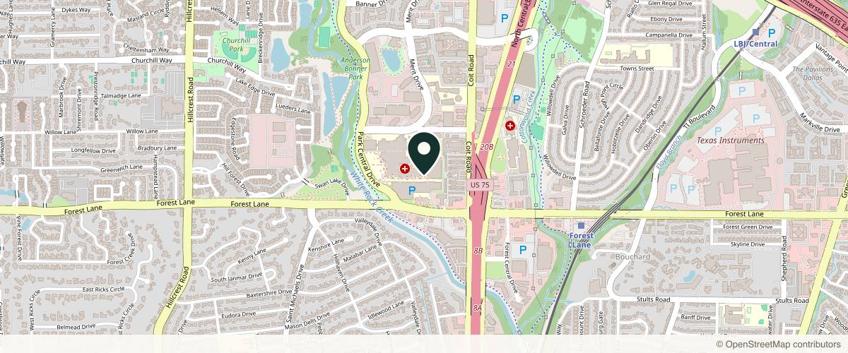 Map showing Azouz Plastic & Cosmetic Surgery in Dallas, Texas