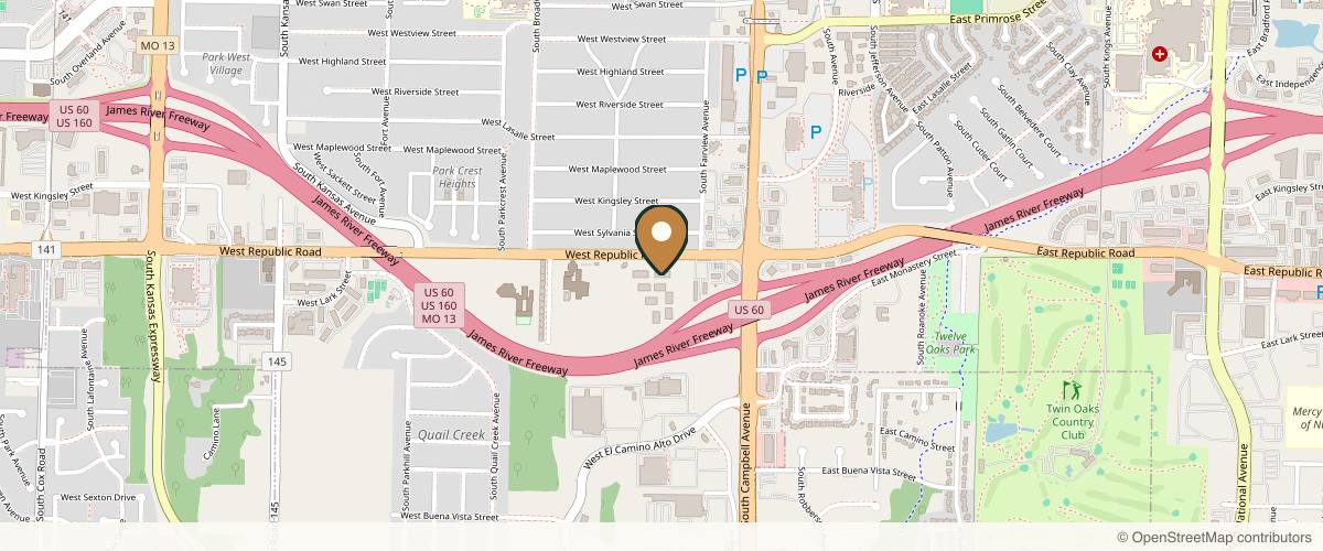 Map showing Bailey Cosmetic Surgery & Vein Centre in Springfield, Missouri
