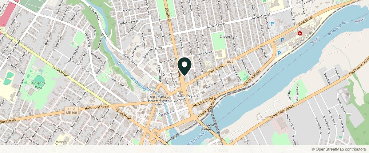 Map showing Bangor Plastic and Hand Surgery in Portland, Maine