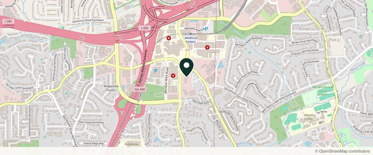 Map showing Baucom & Mina Derm Surgery, LLC in Atlanta, Georgia