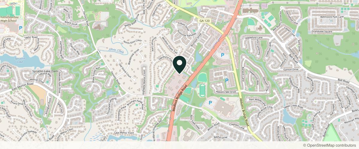 Map showing Baucom & Mina Derm Surgery, LLC in Johns Creek, Georgia