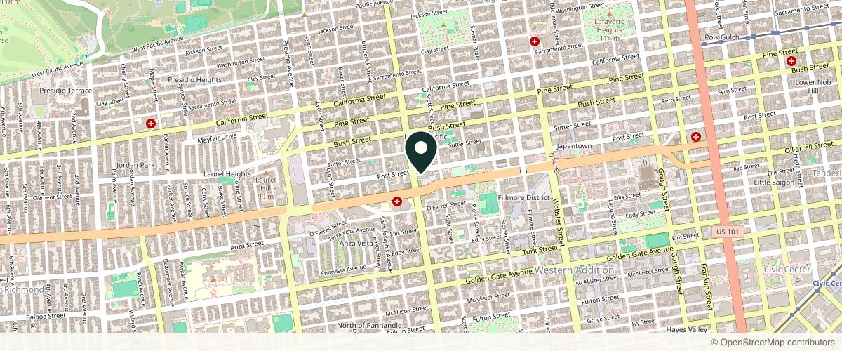 Map showing Bay Area Cosmetic Dermatology in San Francisco, California