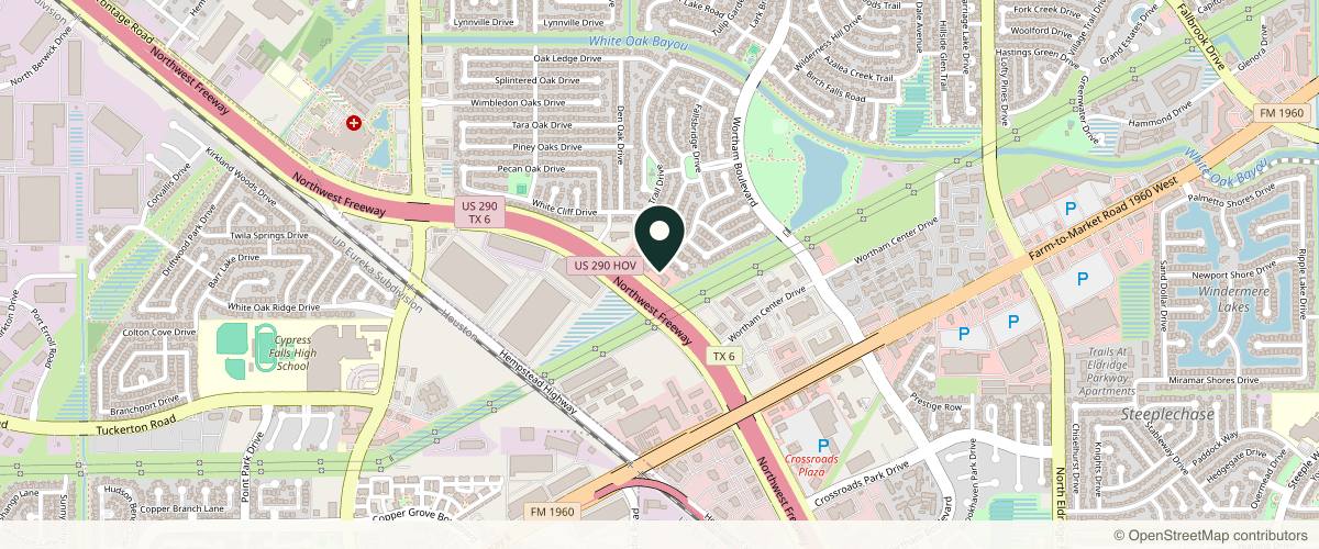 Map showing Bayou City Dermatology in Houston, Texas