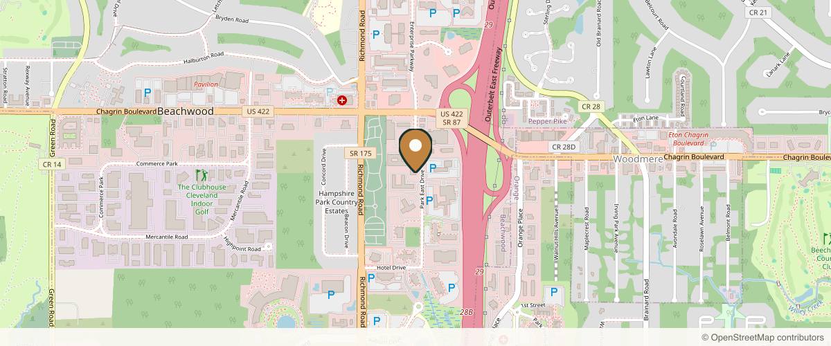 Map showing Beachwood Plastic Surgery and Medical Spa in Cleveland, Ohio