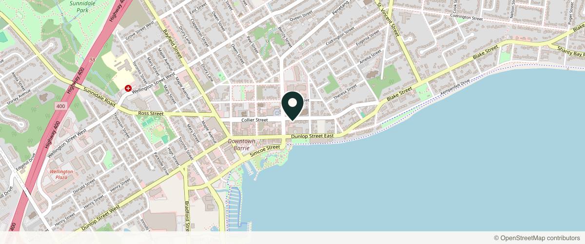 Map showing Beautique Med Spa Barrie in Barrie, Ontario