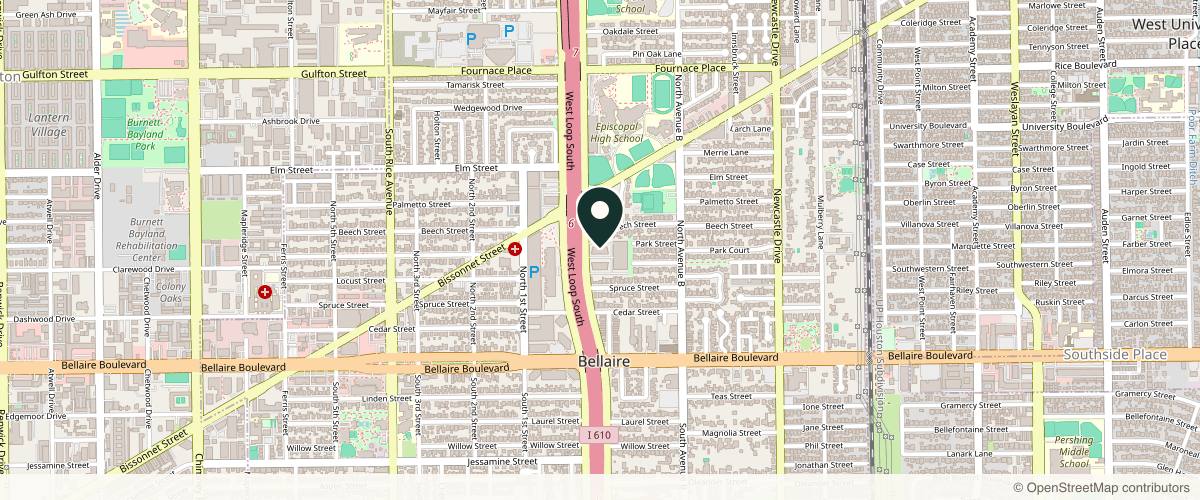 Map showing Bellaire Dermatology in Houston, Texas
