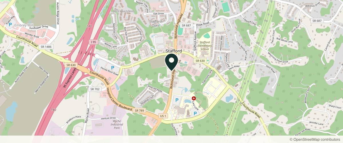Map showing Belmont Plastic Surgery in Fredericksburg, Virginia