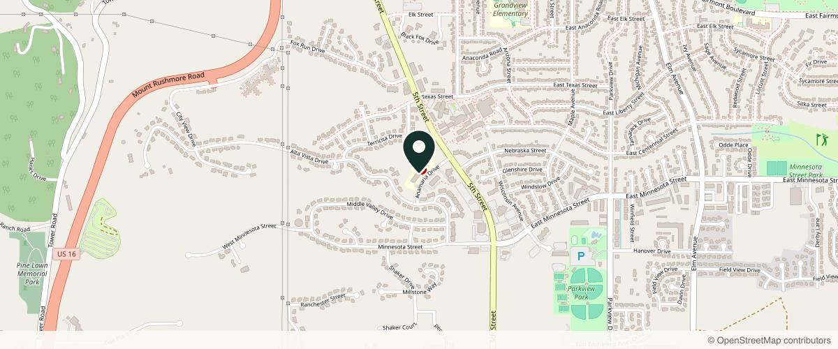 Map showing Black Hills Surgical Hospital in Rapid City, South Dakota
