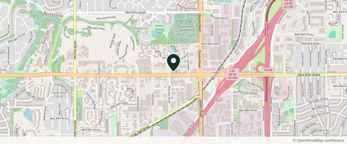 Map showing Blue Valley Dermatology - Lenexa in Kansas City, Missouri