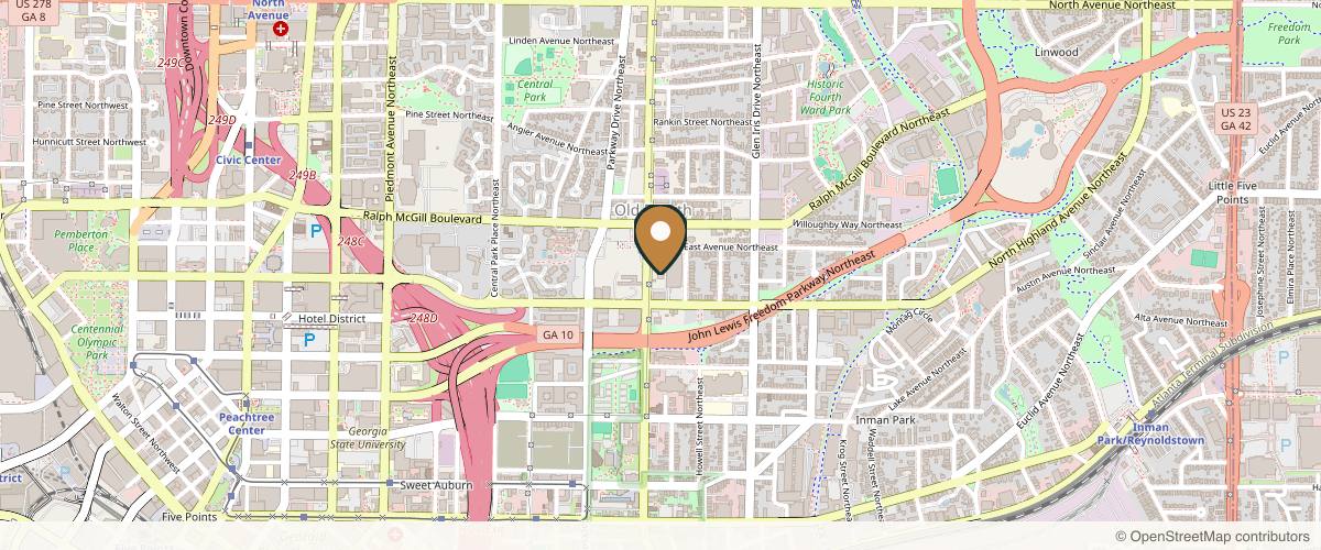 Map showing Body Esthetics: Dr. Lissa Plastic Surgery in Atlanta, Georgia