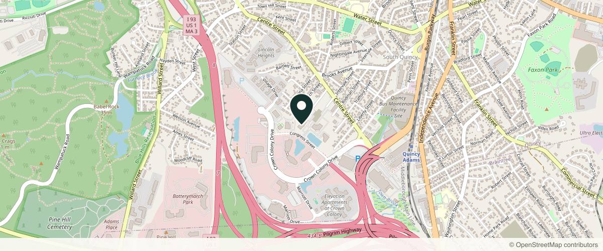 Map showing Boston Facial Plastic Surgery in Quincy, Massachusetts