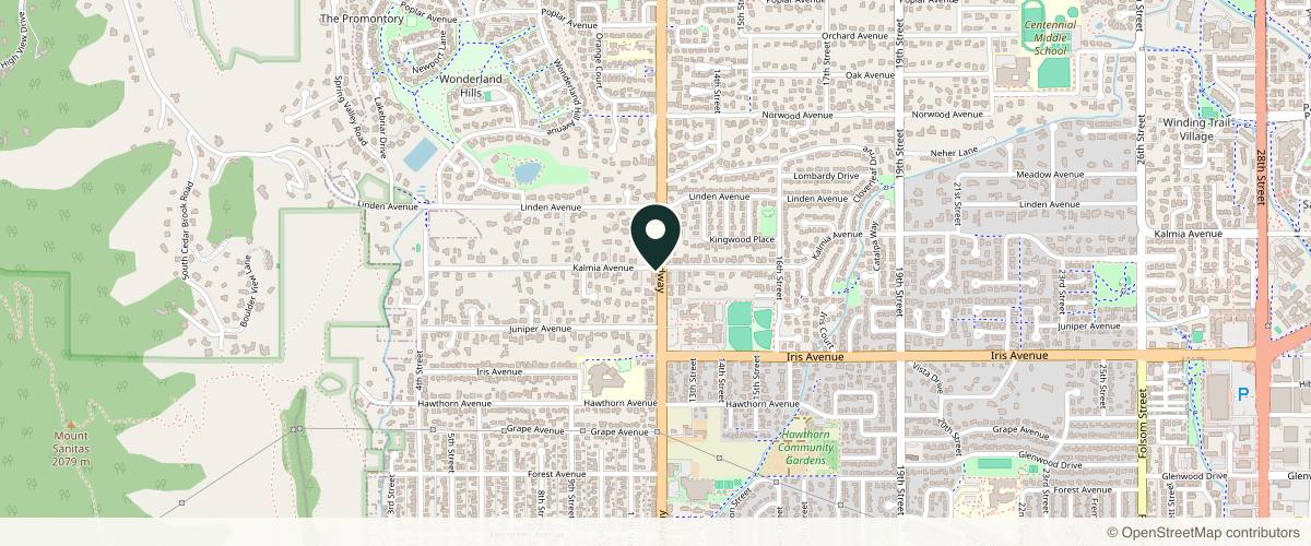 Map showing Boulder Dermatology in Boulder, Colorado