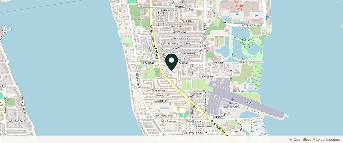 Map showing Brevard Medical Dermatology in Melbourne, Florida