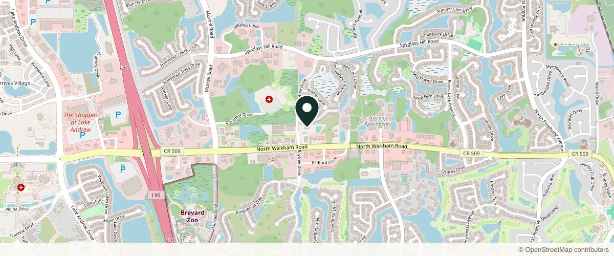 Map showing Brevard Medical Dermatology in Melbourne, Florida
