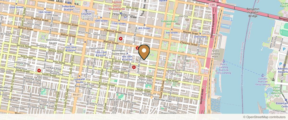 Map showing Bucky Plastic Surgery: Louis P. Bucky, MD, FACS in Philadelphia, Pennsylvania