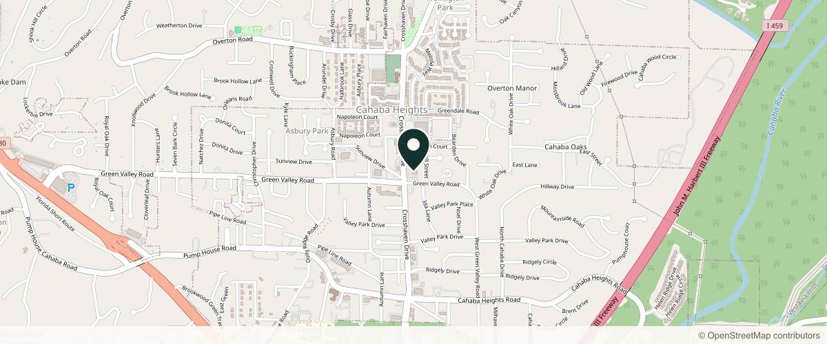 Map showing Cahaba Dermatology & Skin Health Center in Birmingham, Alabama