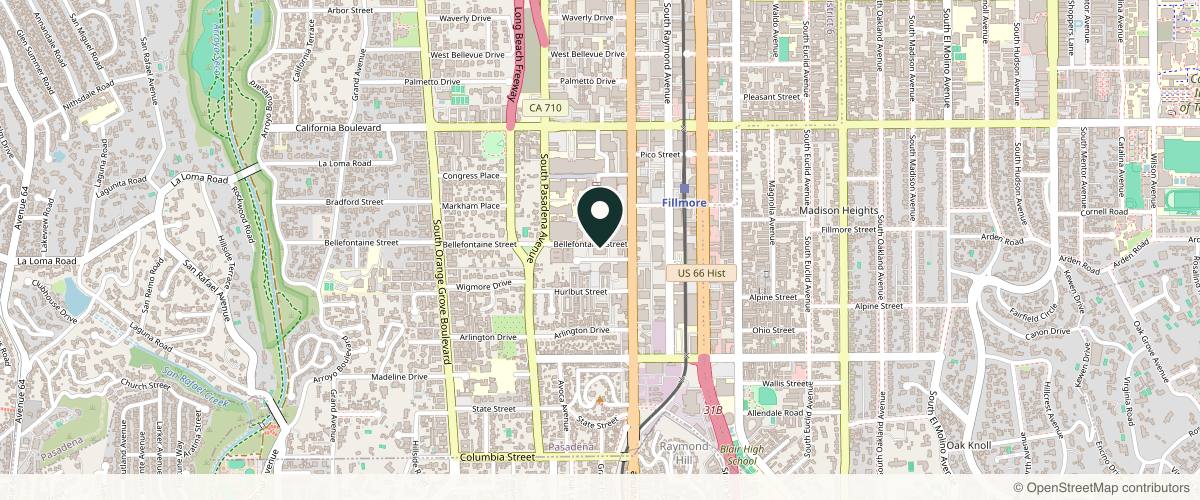 Map showing California Dermatology and Mohs Surgery Specialists in Pasadena, California