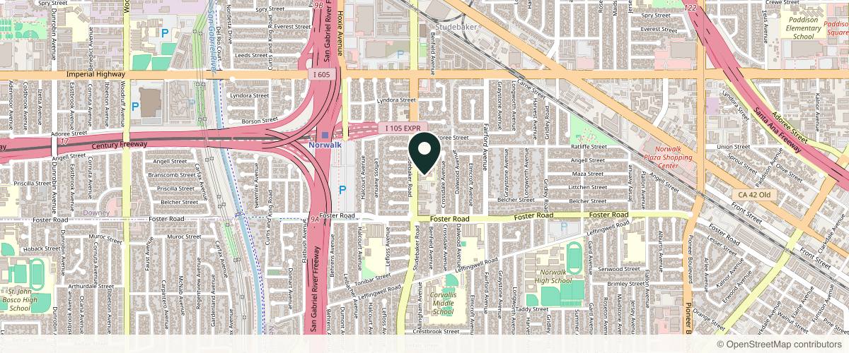 Map showing California Dermatology Institute in Long Beach, California