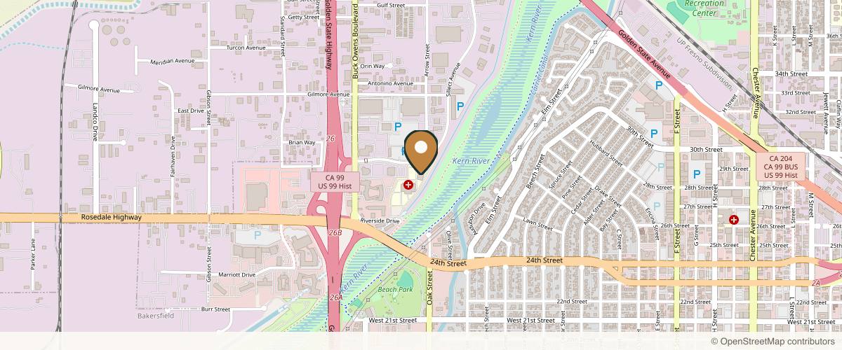 Map showing California Institute of Cosmetic and Reconstructiv in Bakersfield, California
