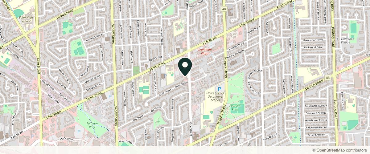 Map showing CAllen Cosmetic Centre, Inc in St. Catharines, Ontario