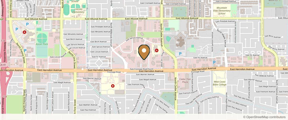 Map showing Campbell Waldrop, M.D. in Fresno, California