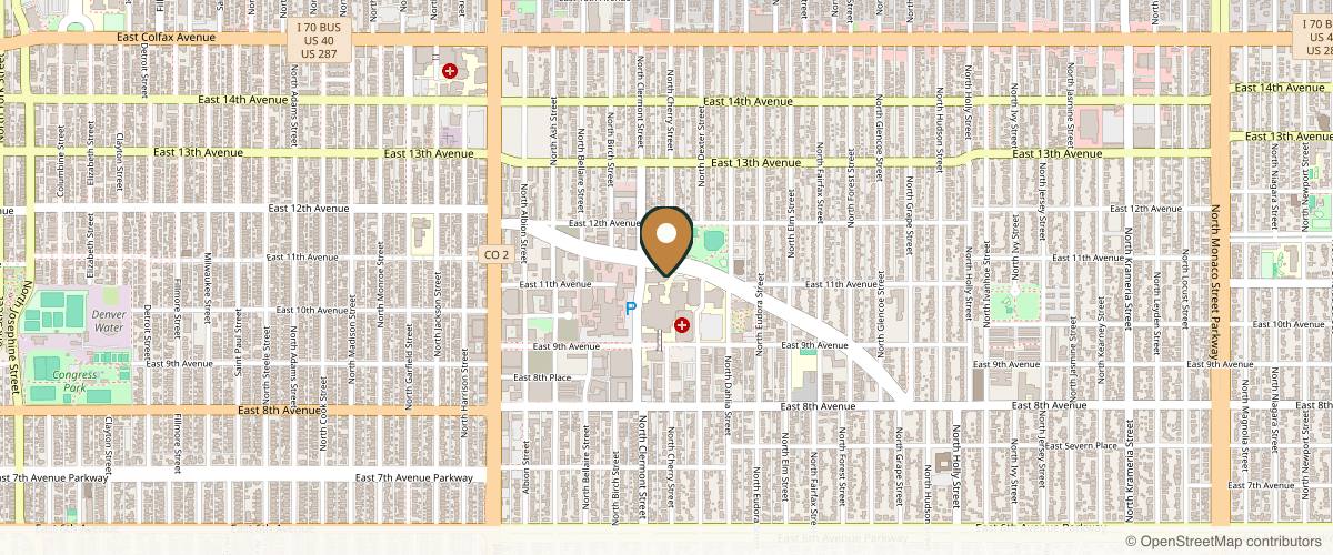 Map showing Capraro Plastic Surgery & Regenerative Aesthetics in Cherry Creek, Colorado