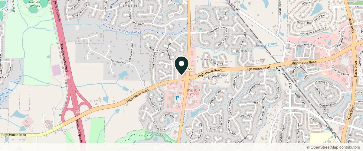 Map showing Cardinal Dermatology Center in Cary, North Carolina
