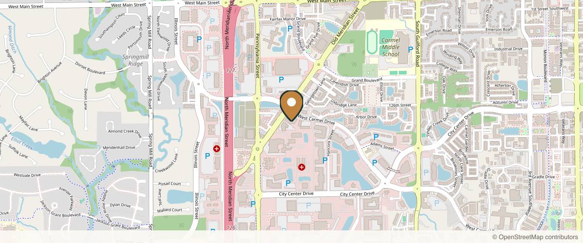 Map showing Carmel Cosmetic and Plastic Surgeons in Indianapolis, Indiana